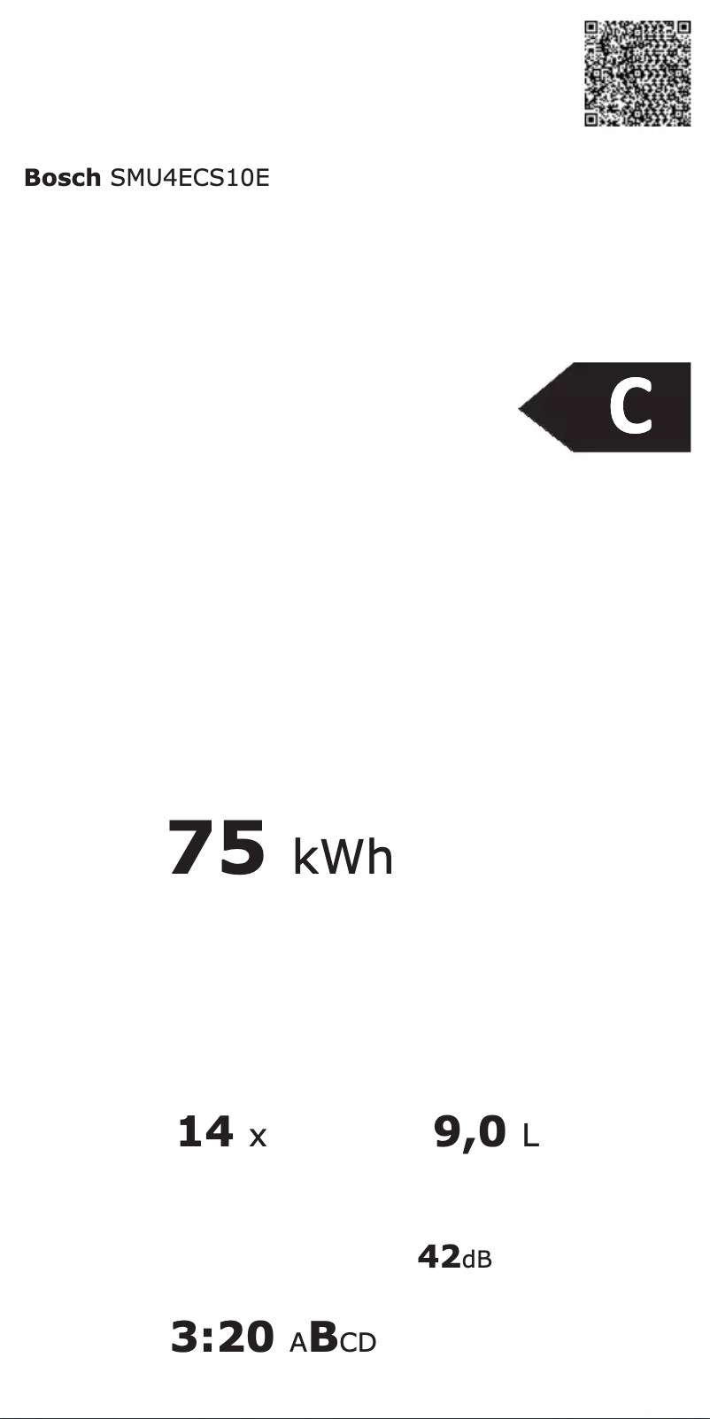 Page 1 de la notice Label énergétique Bosch SMU4ECS10E