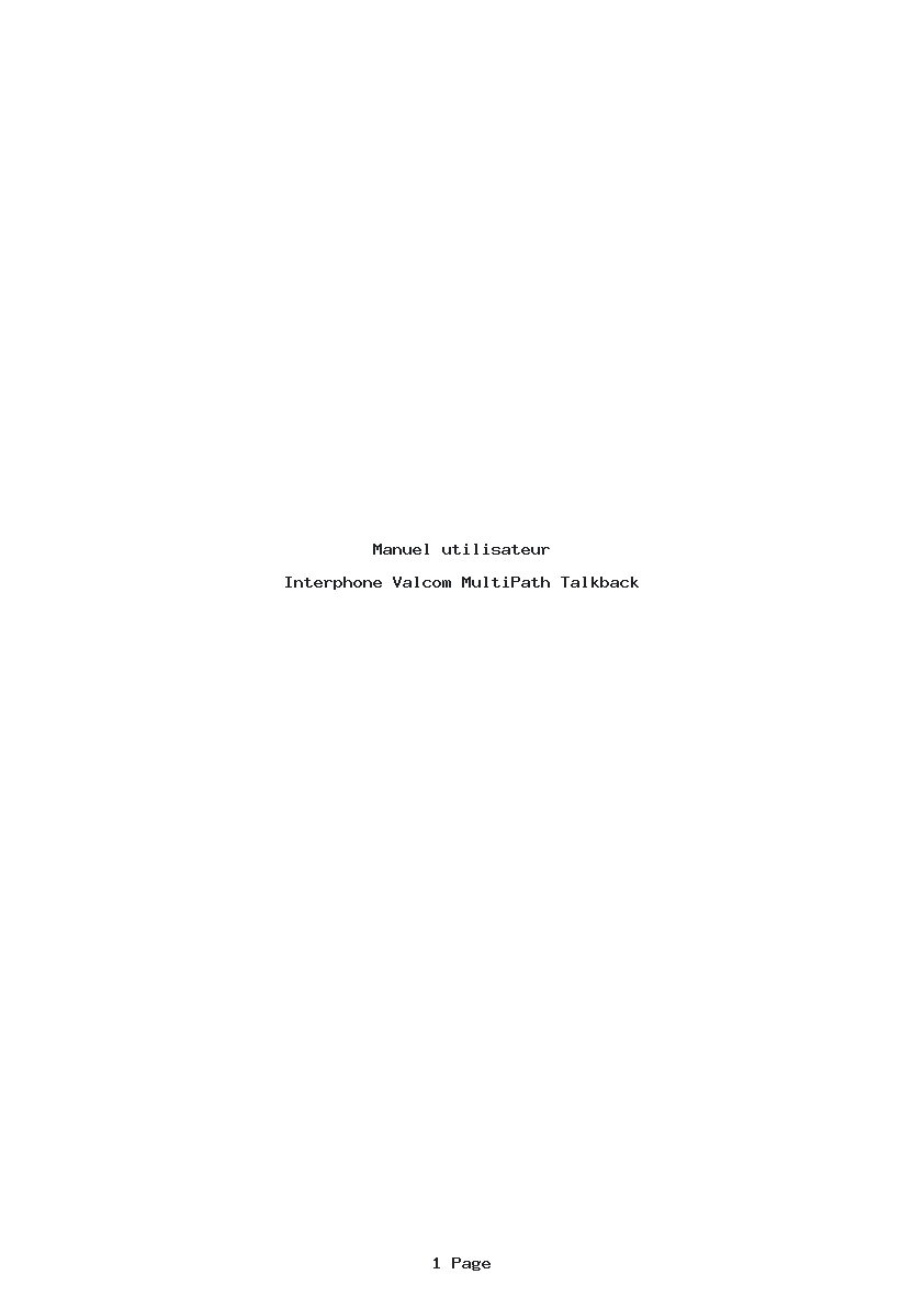 Page 1 de la notice Manuel utilisateur Valcom MultiPath Talkback