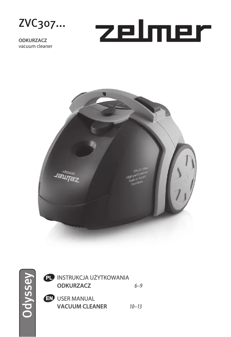 Page 1 de la notice Manuel utilisateur Zelmer Odyssey ZVC307HP