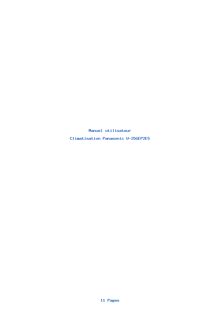 Page 1 de la notice Manuel utilisateur Panasonic U-25GEP2E5
