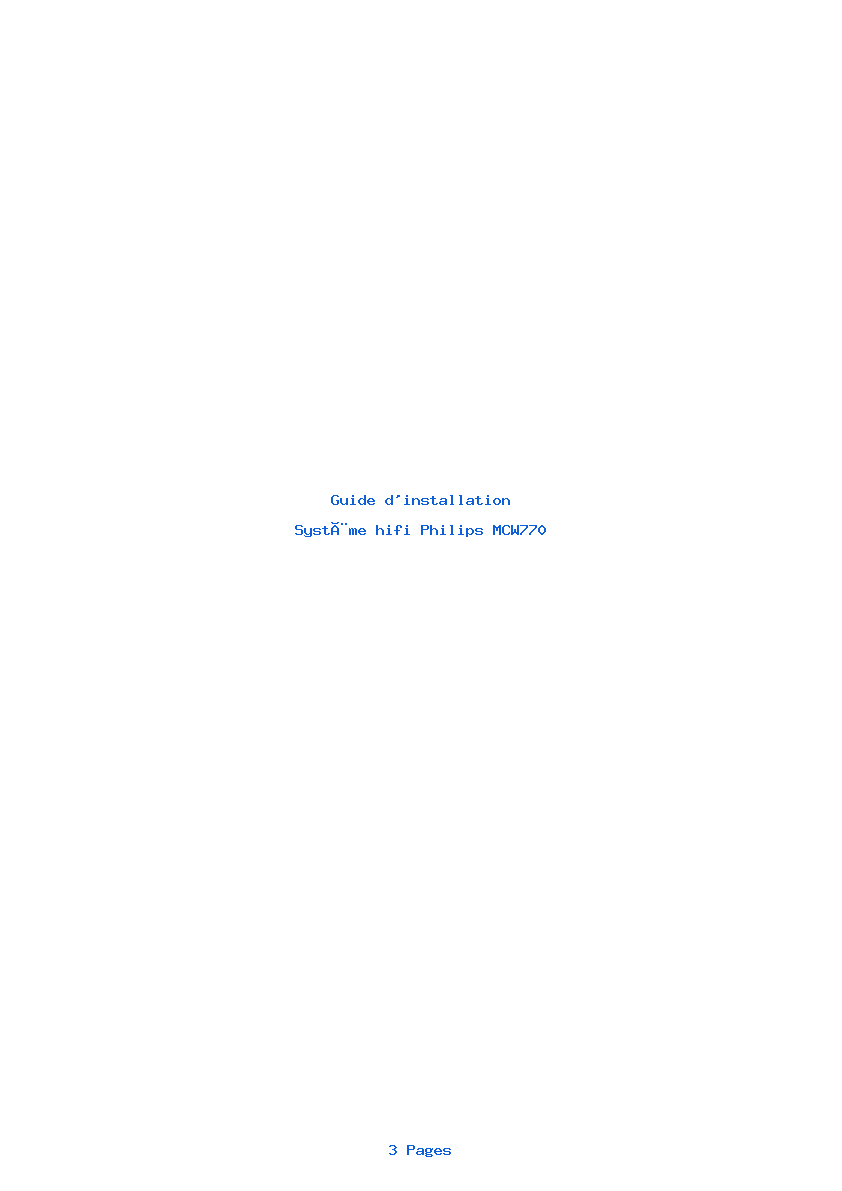 Page 1 de la notice Guide d'installation Philips MCW770