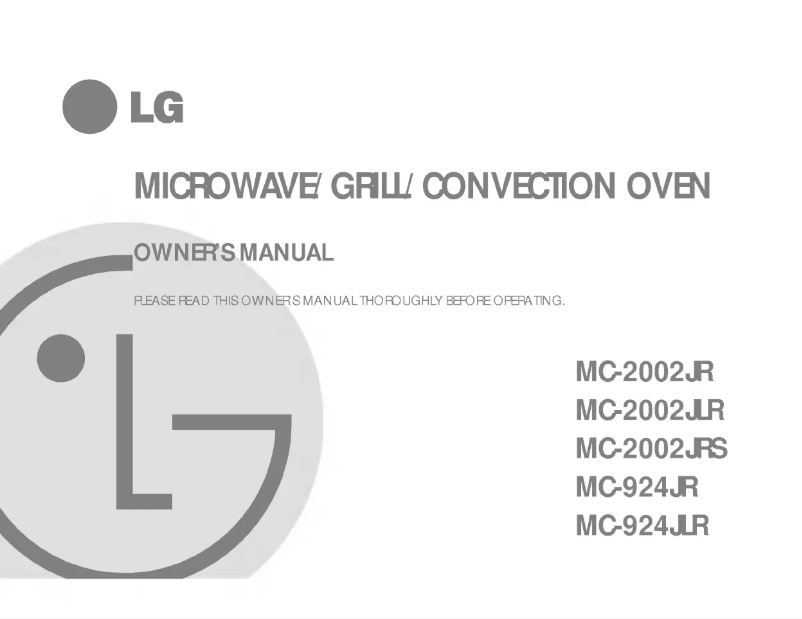 Page 1 de la notice Manuel utilisateur LG MC-2002JRS