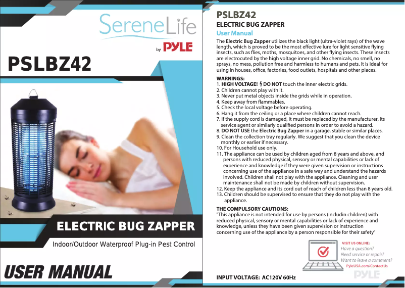 Page 1 de la notice Manuel utilisateur SereneLife PSLBZ42