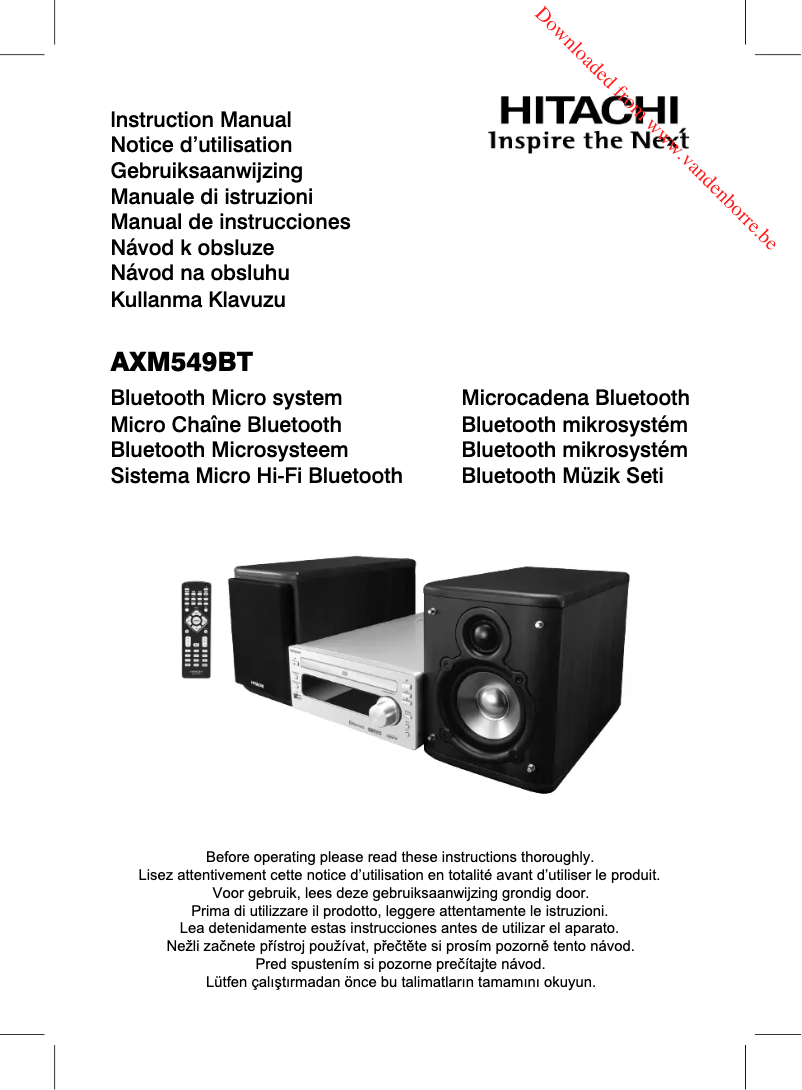 Page 1 de la notice Manuel utilisateur Hitachi AXM549BT