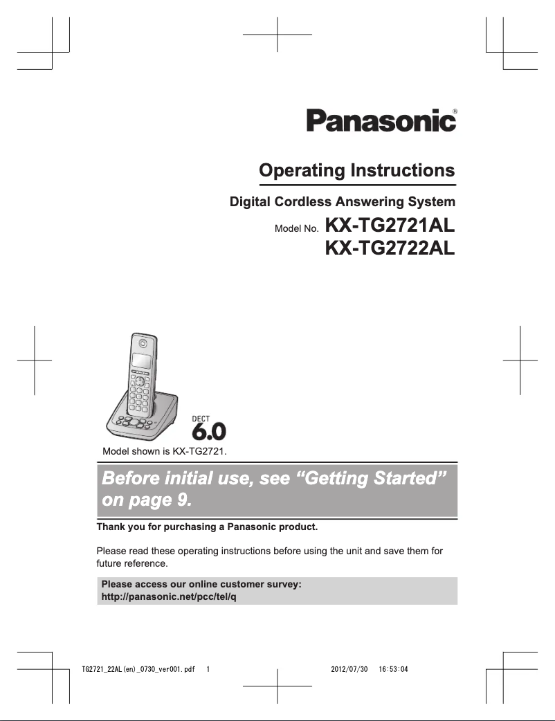 Página 1 del manual Manual de usuario Panasonic KX-TG2722AL