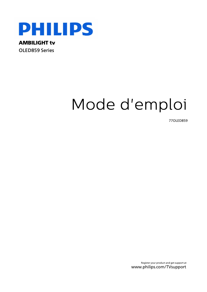 Page 1 of the manual User Manual Philips 77OLED859
