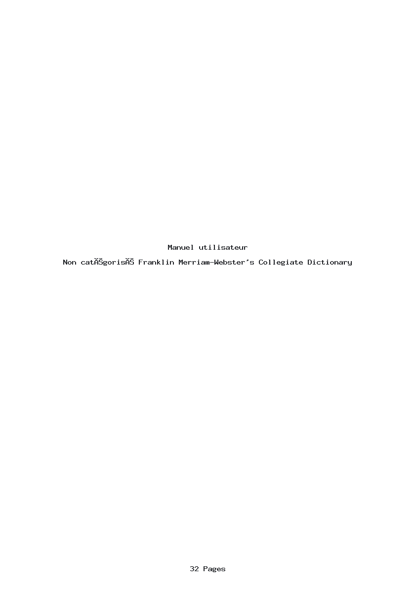 Page 1 de la notice Manuel utilisateur Franklin Merriam-Webster's Collegiate Dictionary