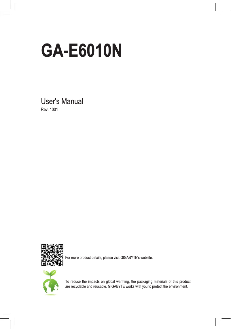 Página 1 del manual Manual de usuario Gigabyte GA-E6010N