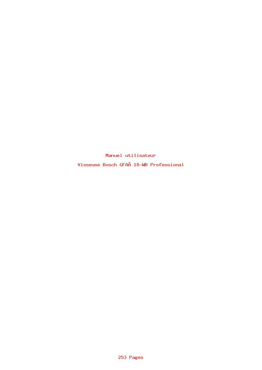 Page 1 de la notice Manuel utilisateur Bosch GFA 18-WB Professional