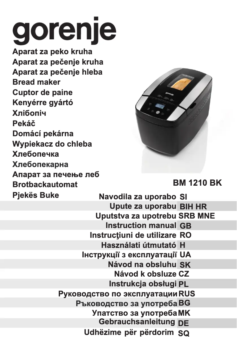 Page 1 de la notice Manuel utilisateur Gorenje BM1210BK