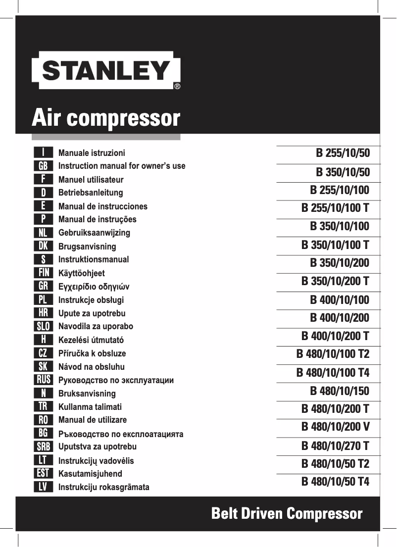 Page 1 of the manual User Manual Stanley B 480/10/270 T