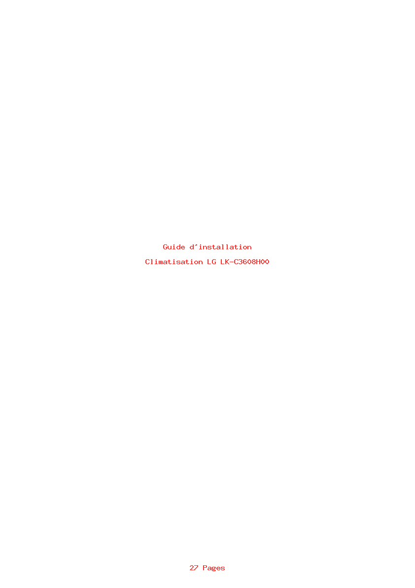 Page 1 de la notice Guide d'installation LG LK-C3608H00