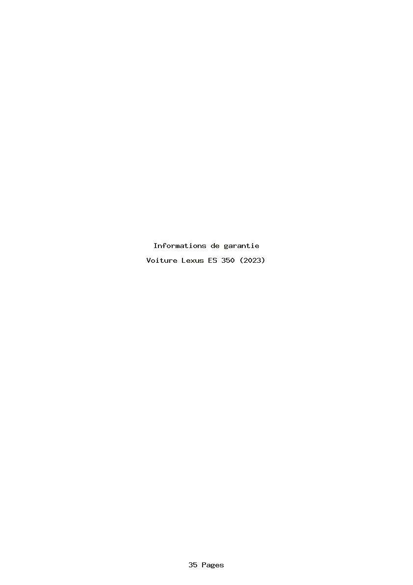 Page 1 de la notice Informations de garantie Lexus ES 350 (2023)