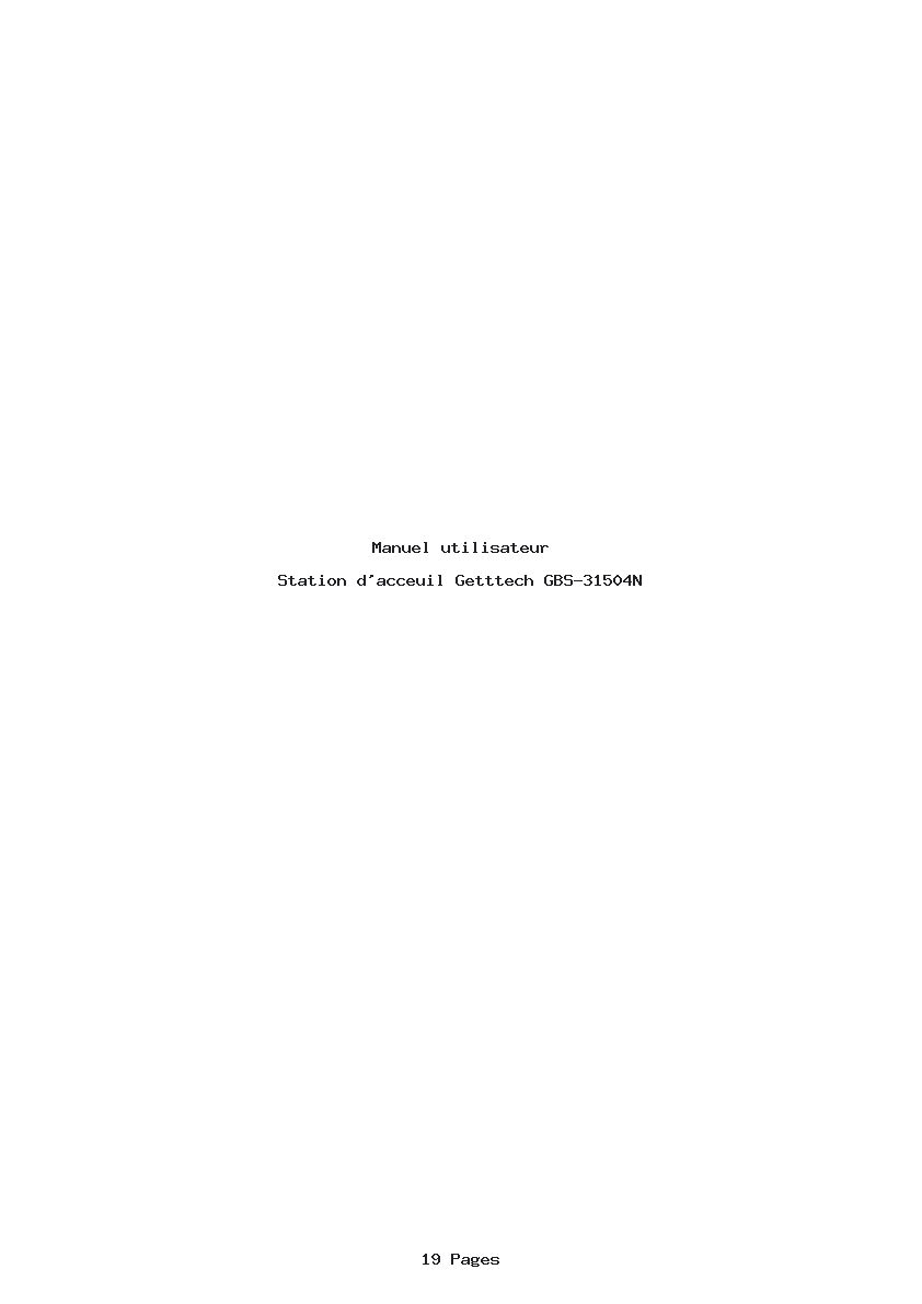 Page 1 de la notice Manuel utilisateur Getttech GBS-31504N
