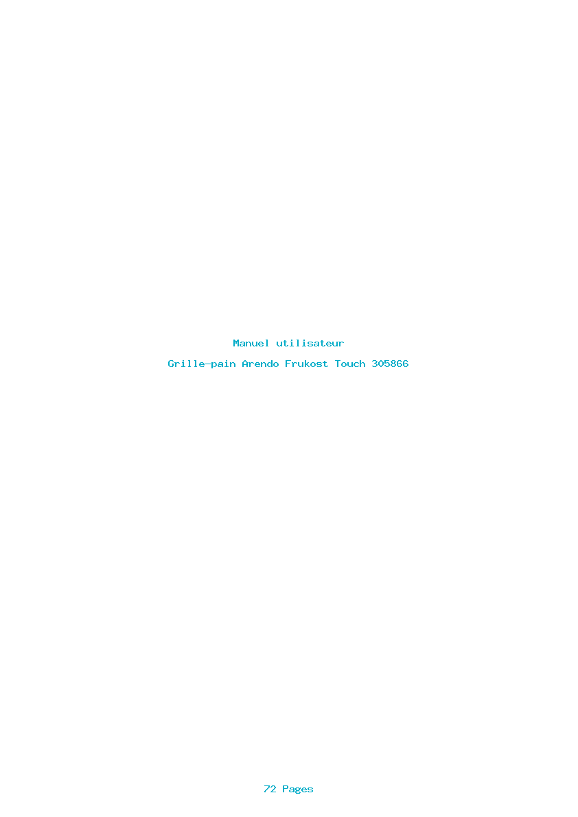 Page 1 de la notice Manuel utilisateur Arendo Frukost Touch 305866