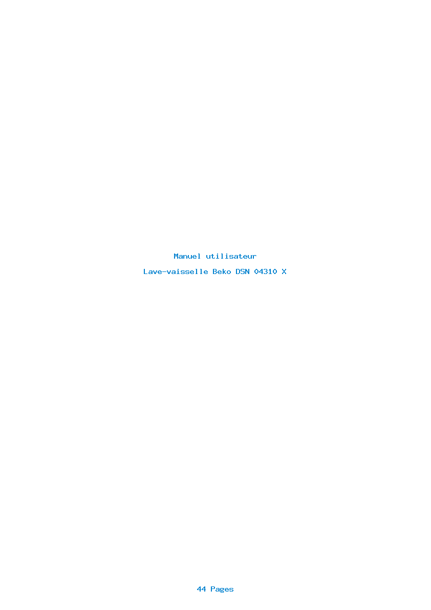 Page 1 de la notice Manuel utilisateur Beko DSN 04310 X