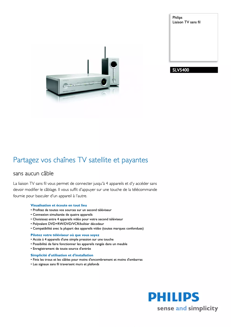 Página 1 del manual Ficha técnica Philips SLV5400