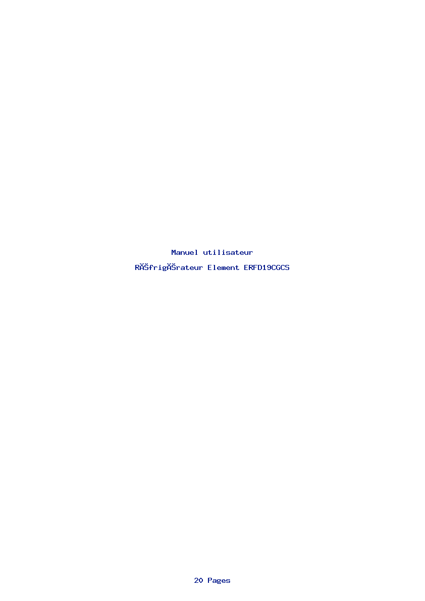 Page 1 de la notice Manuel utilisateur Element ERFD19CGCS