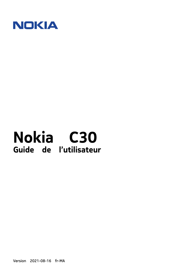 Page 1 de la notice Manuel utilisateur Nokia C30