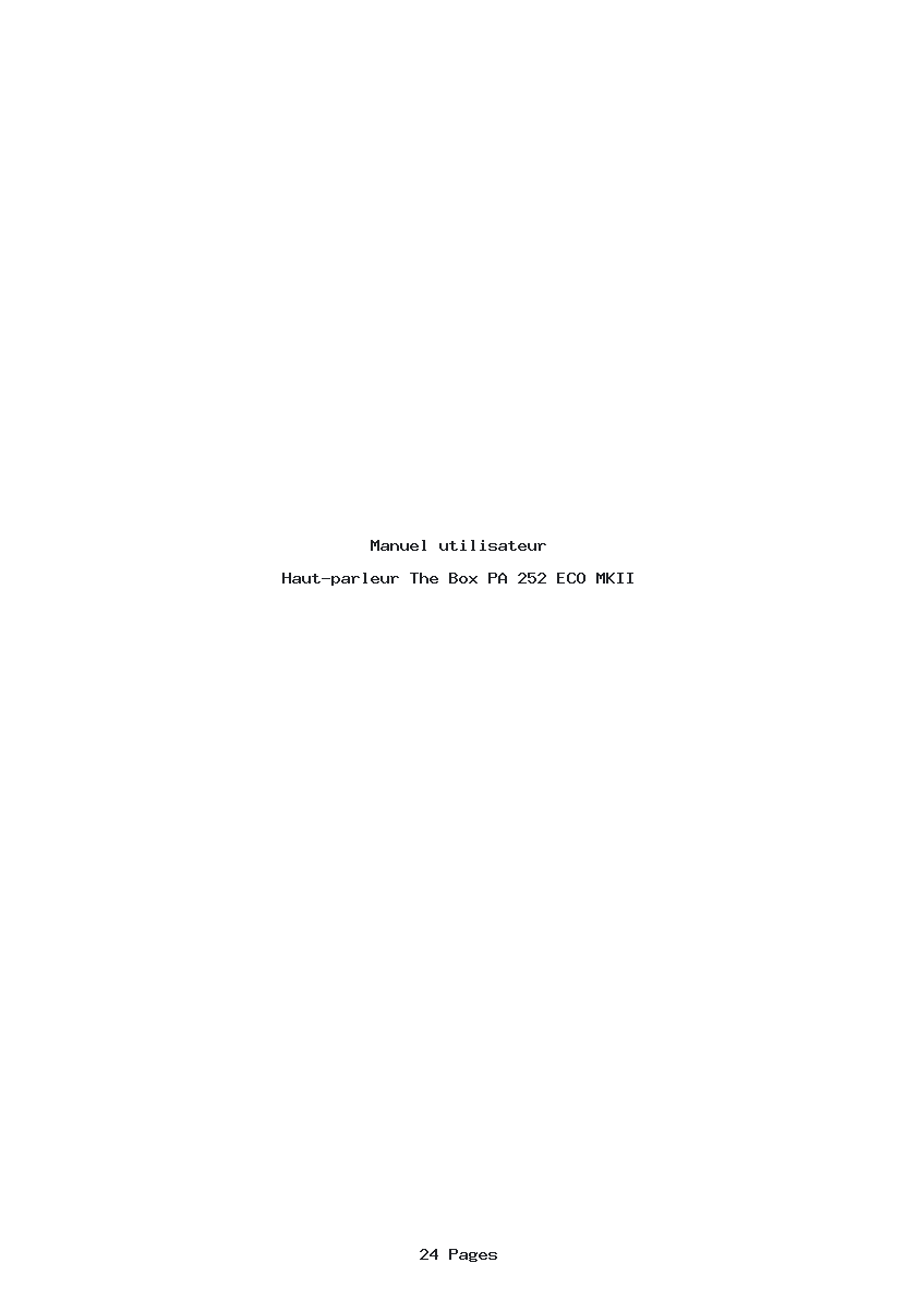 Page 1 de la notice Manuel utilisateur The Box PA 252 ECO MKII