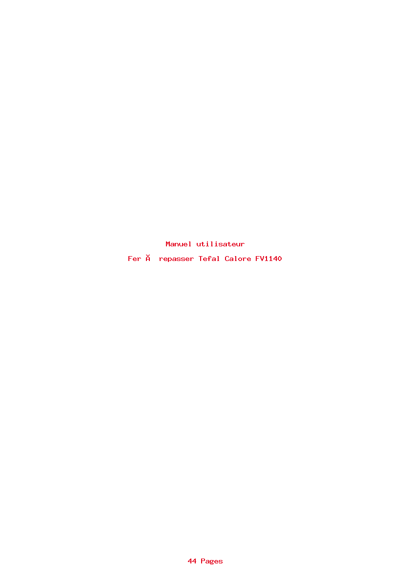 Page 1 de la notice Manuel utilisateur Tefal Calore FV1140