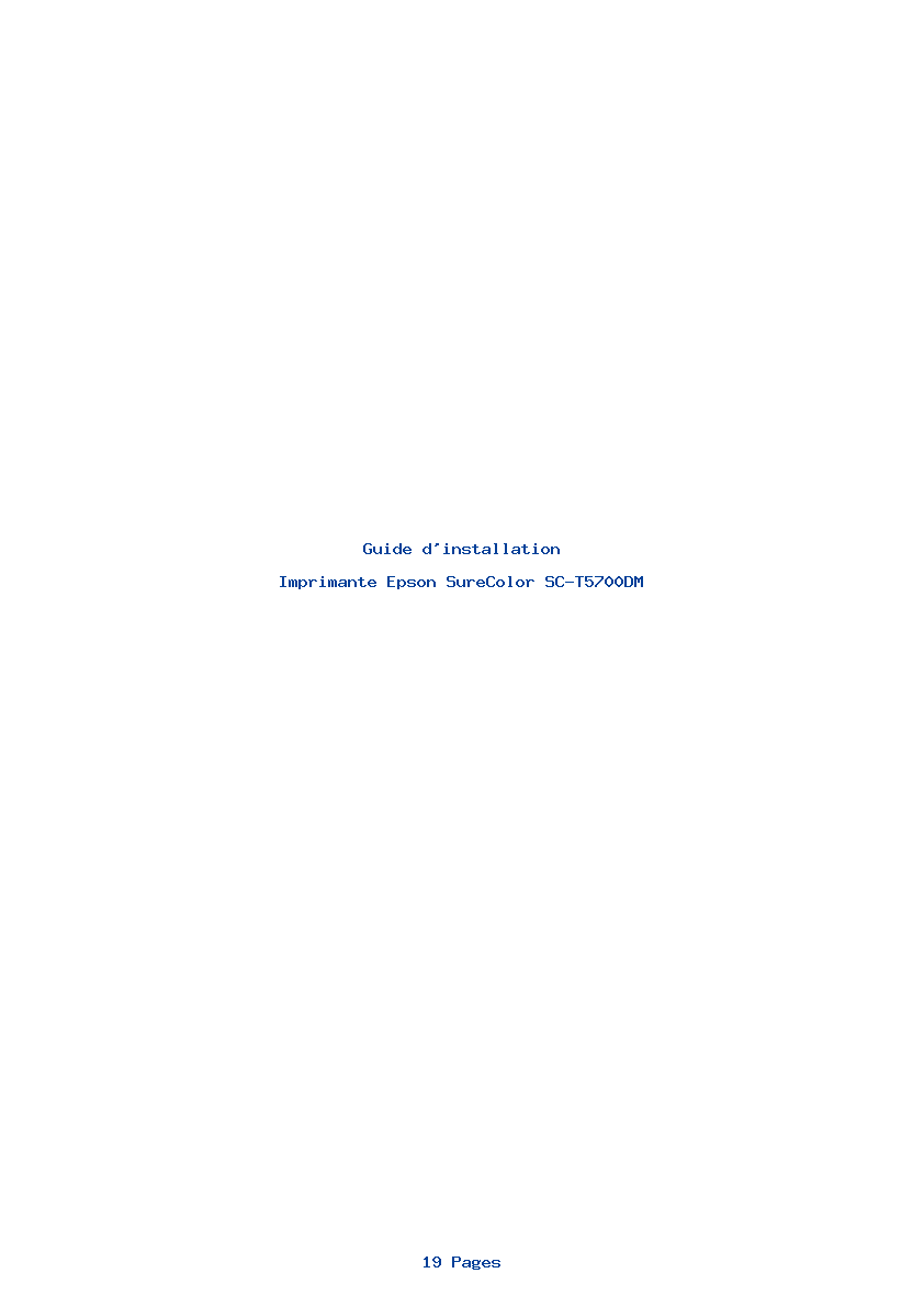 Page 1 de la notice Guide d'installation Epson SureColor SC-T5700DM