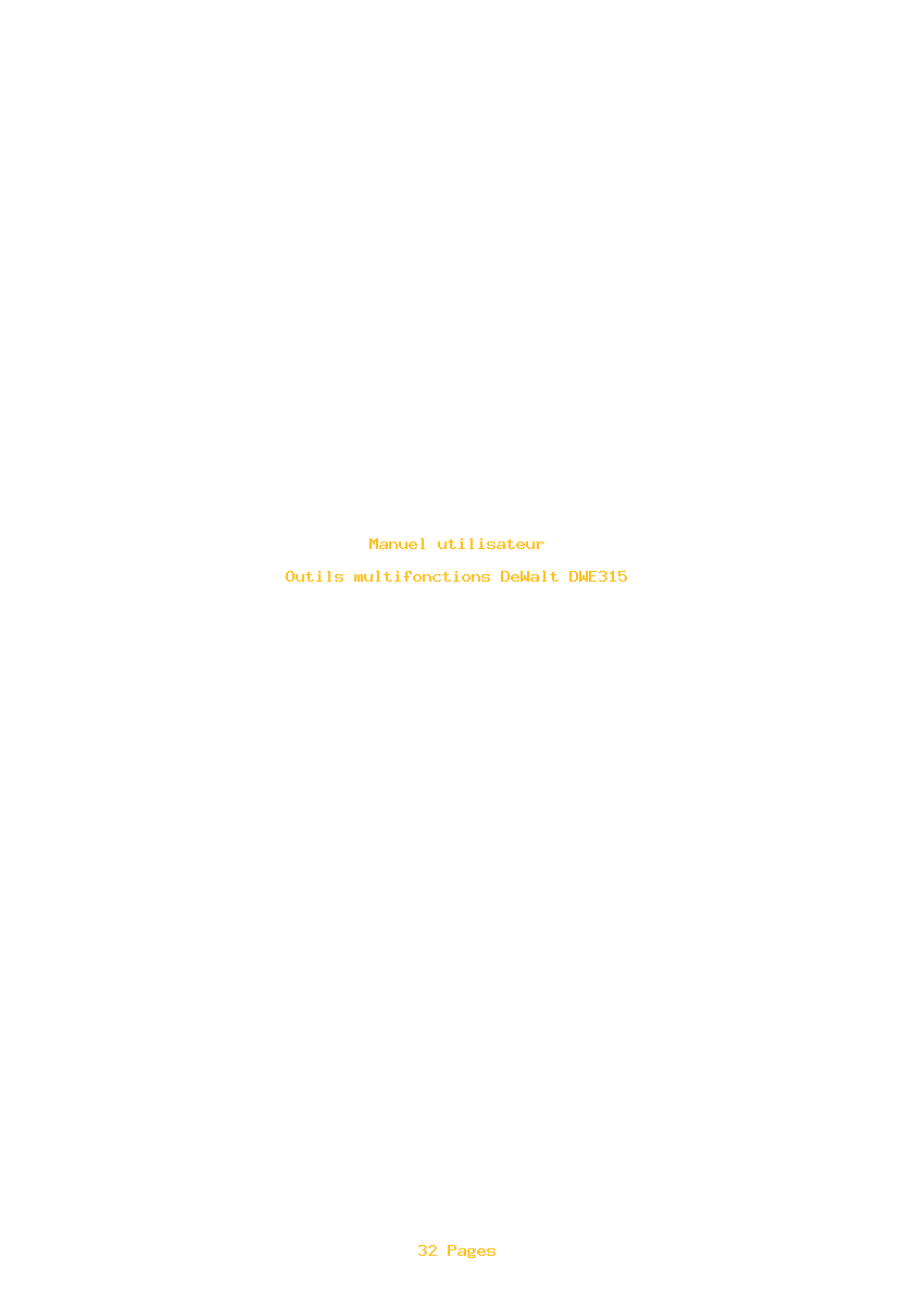 Page 1 de la notice Manuel utilisateur DeWalt DWE315