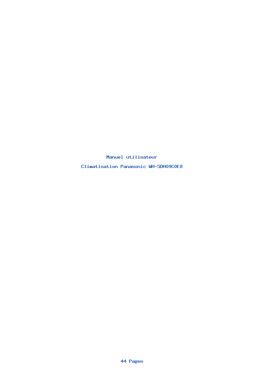 Page 1 de la notice Manuel utilisateur Panasonic WH-SDH09C0E8