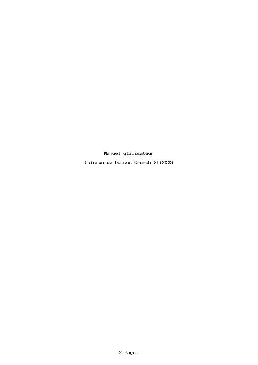 Page 1 de la notice Manuel utilisateur Crunch GTi200S