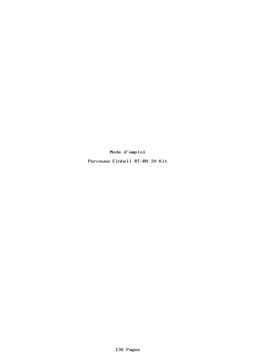 Page 1 de la notice Mode d'emploi Einhell RT-RH 20 Kit