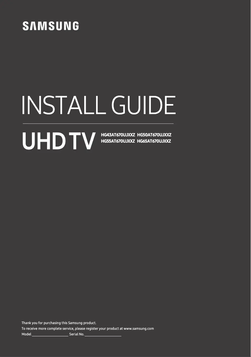Page 1 de la notice Guide d'installation Samsung HG50NT670UF