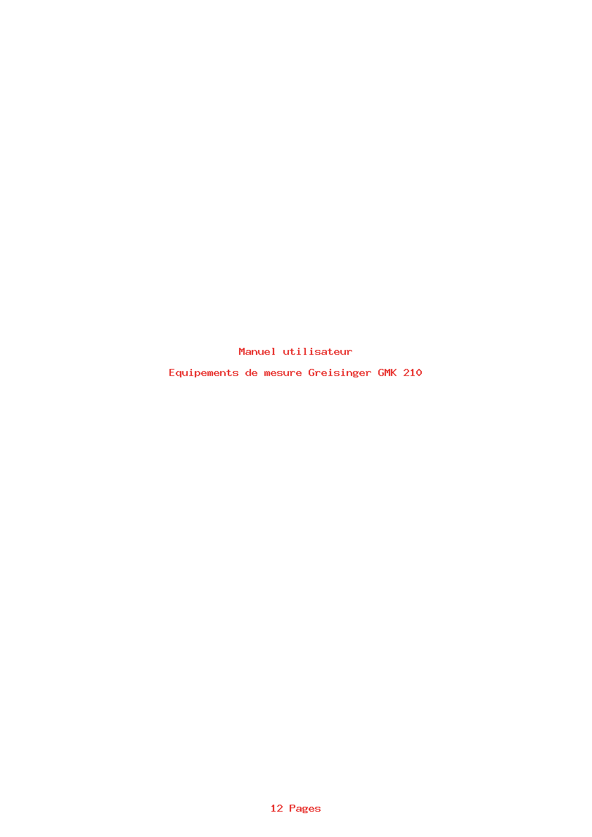 Page 1 de la notice Manuel utilisateur Greisinger GMK 210