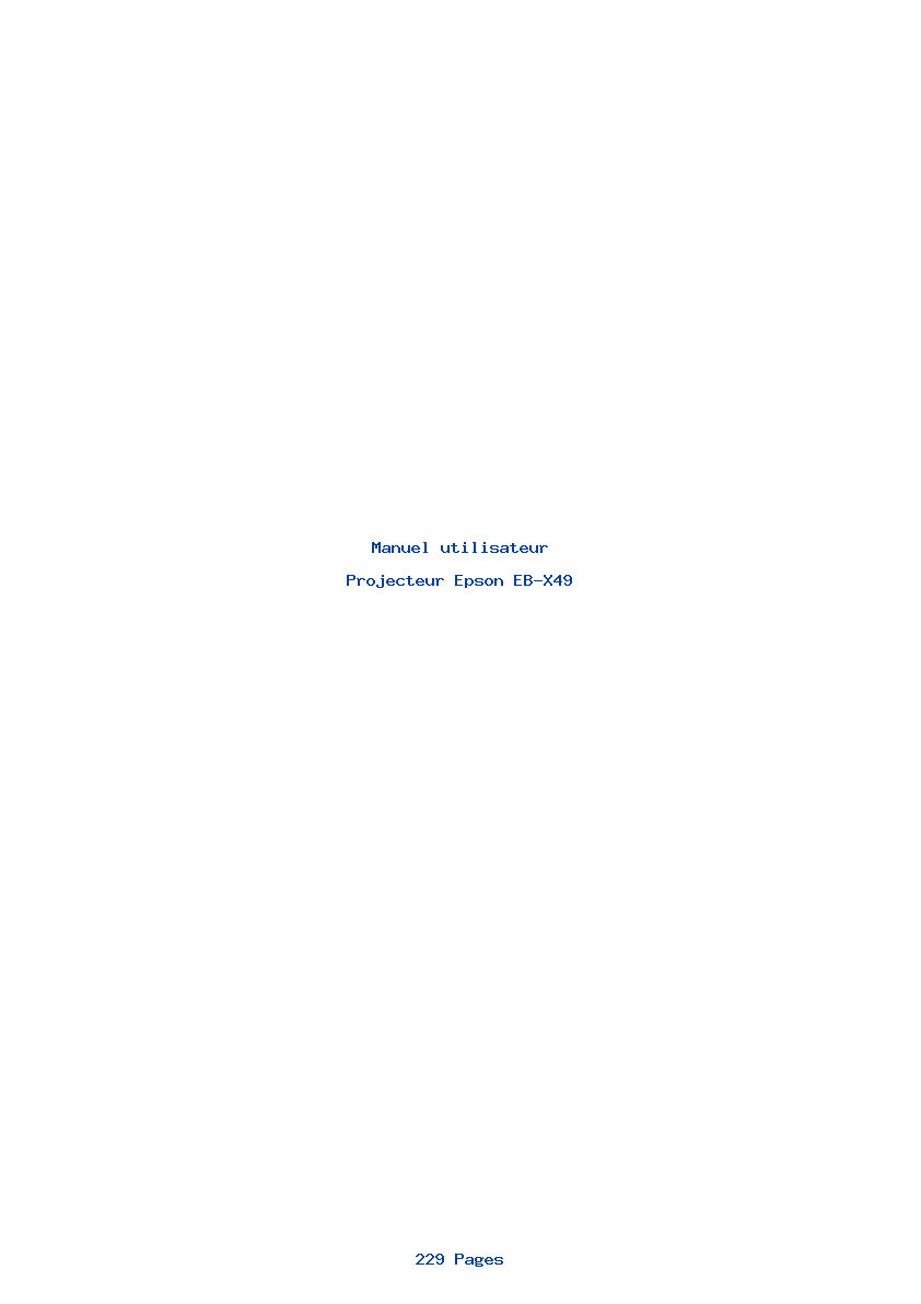 Page 1 de la notice Manuel utilisateur Epson EB-X49