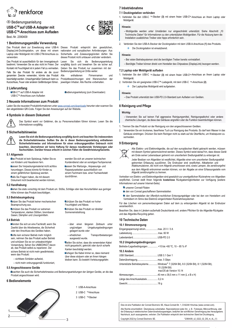 Page 1 de la notice Manuel utilisateur Renkforce RF-4780818