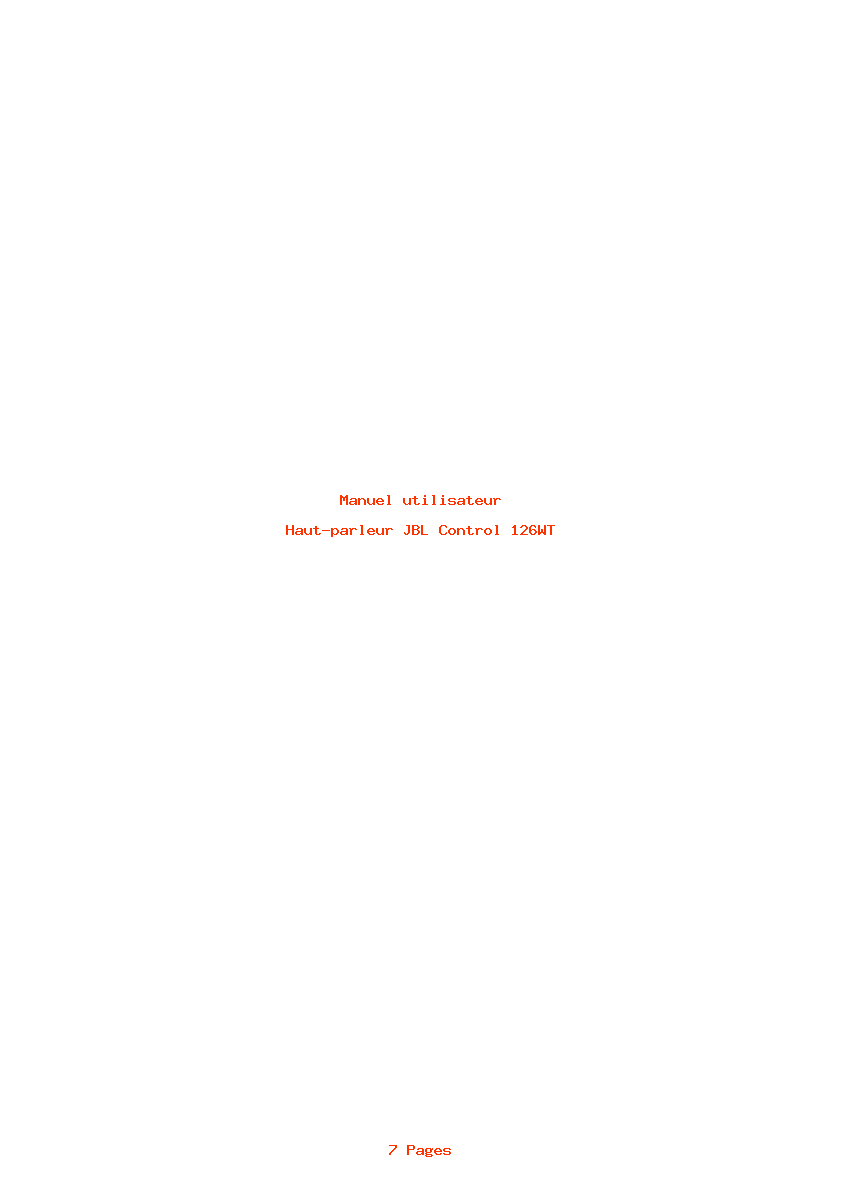 Page 1 de la notice Manuel utilisateur JBL Control 126WT