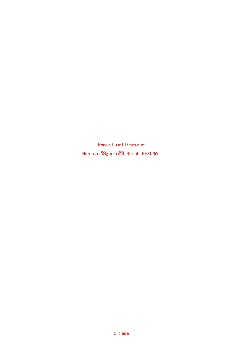 Page 1 de la notice Manuel utilisateur Bosch BHZUMAT