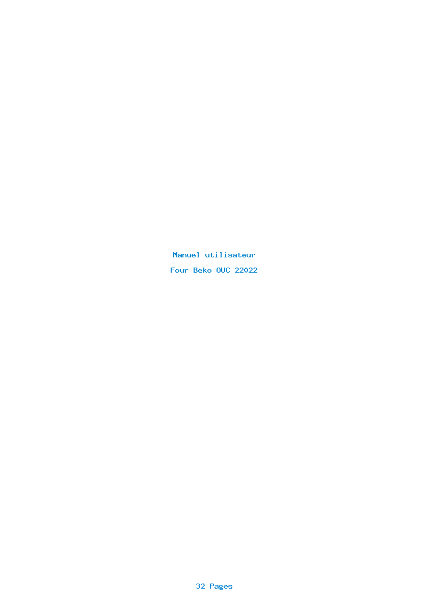 Page 1 de la notice Manuel utilisateur Beko OUC 22022
