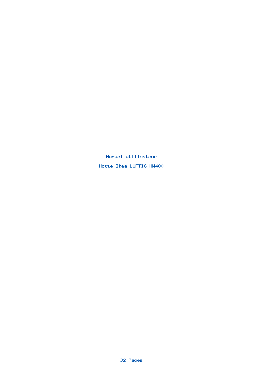 Page 1 de la notice Manuel utilisateur Ikea LUFTIG HW400