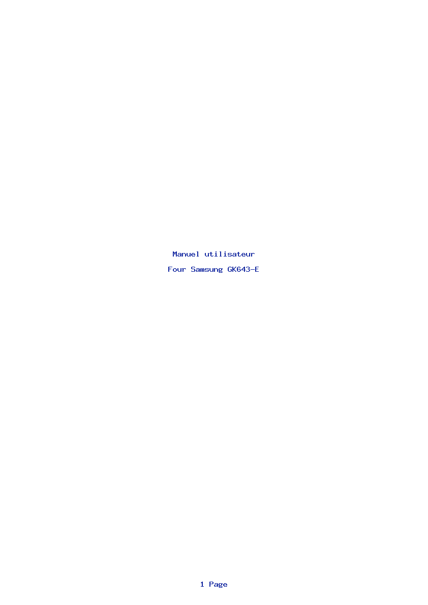 Page 1 de la notice Manuel utilisateur Samsung GK643-E