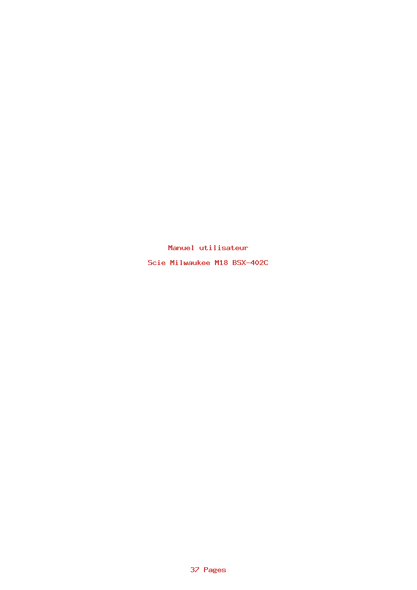 Page 1 de la notice Manuel utilisateur Milwaukee M18 BSX-402C
