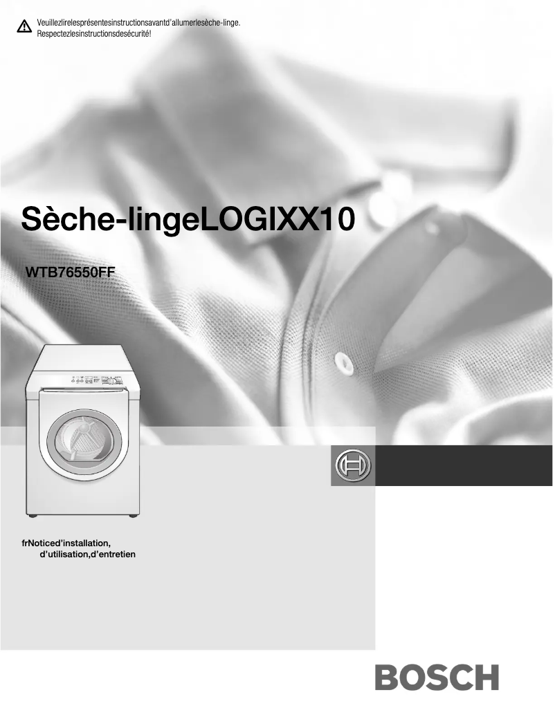 Page 1 of the manual User Manual Bosch WTB76550FF
