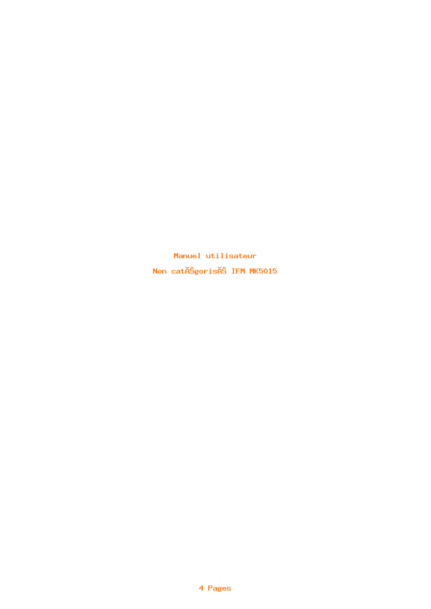 Page 1 de la notice Manuel utilisateur IFM MK5015