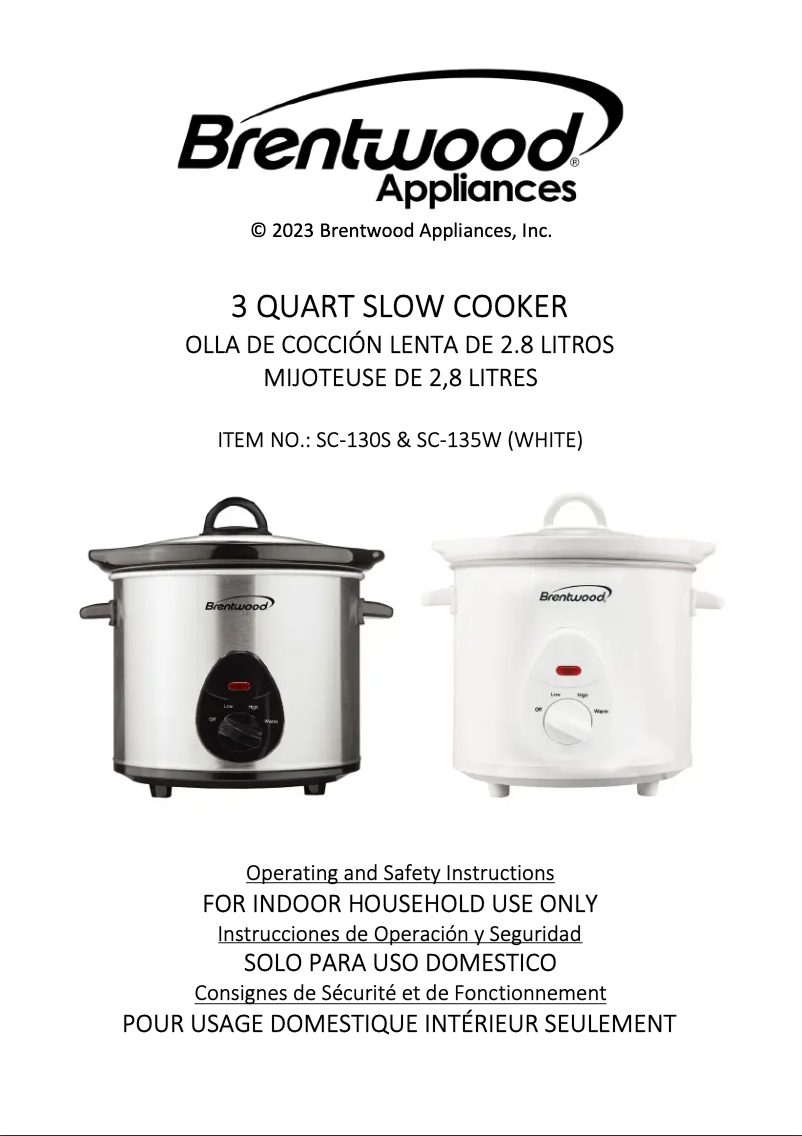 Page 1 of the manual User Manual Brentwood SC-130S