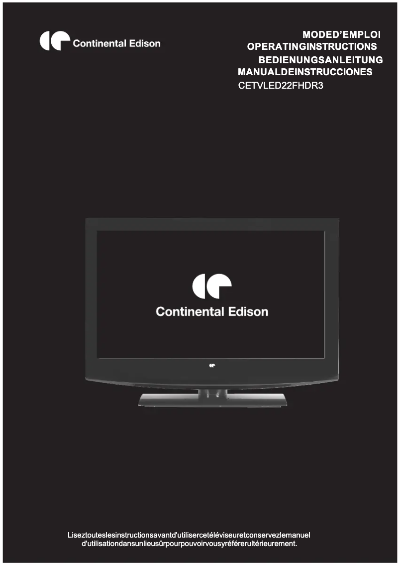 Page 1 de la notice Manuel utilisateur Continental Edison CETVLED22FHDR3