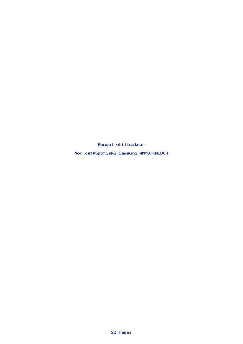 Page 1 de la notice Manuel utilisateur Samsung AM007KNLDCH