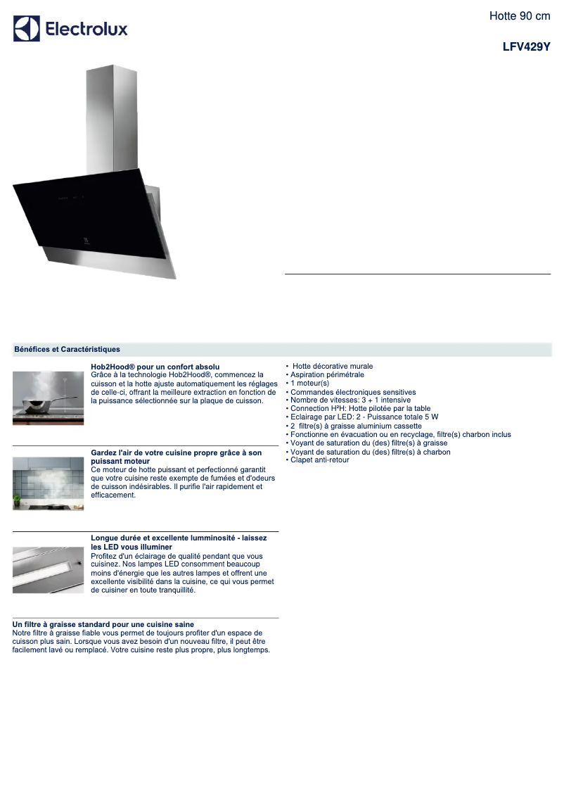 Página 1 del manual Ficha técnica Electrolux LFV429Y