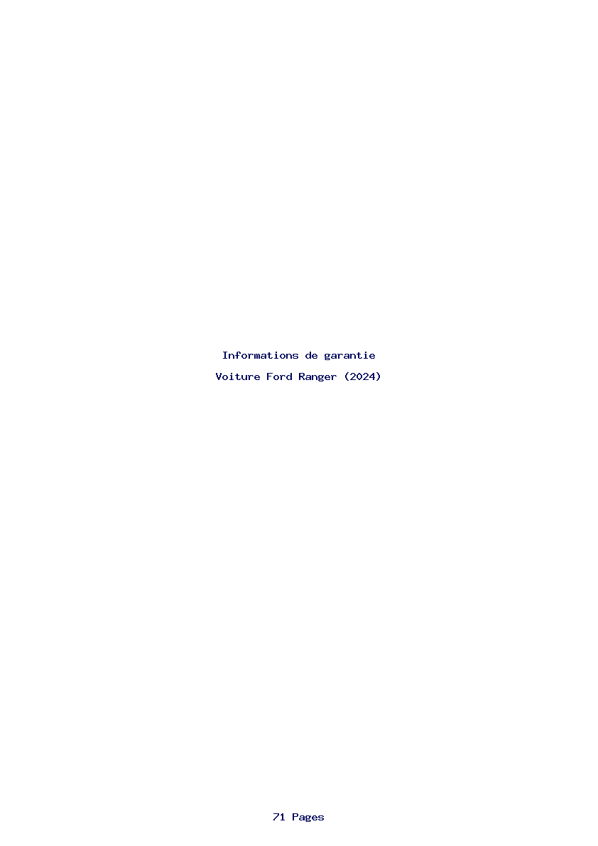 Page 1 de la notice Informations de garantie Ford Ranger (2024)