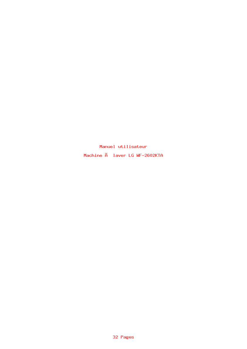 Page 1 de la notice Manuel utilisateur LG WF-2602KTA