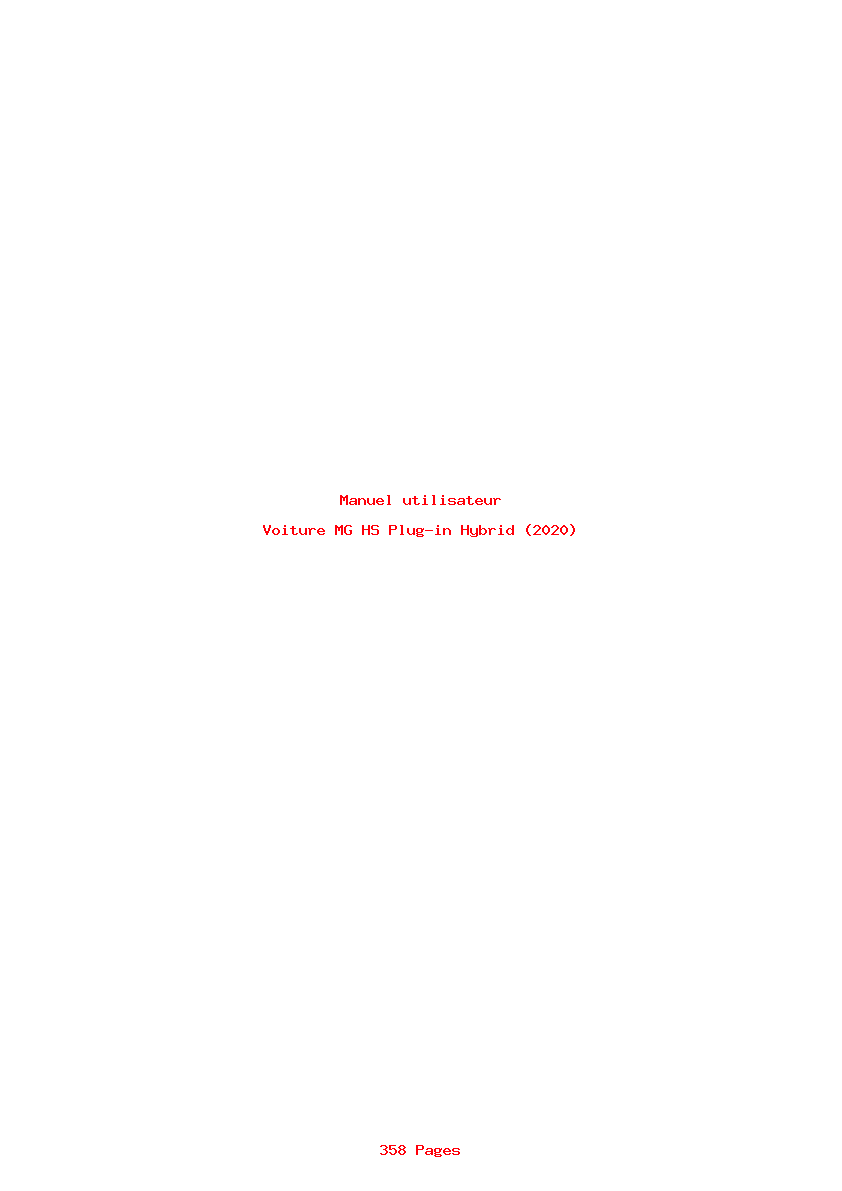 Page 1 de la notice Manuel utilisateur MG HS Plug-in Hybrid (2020)