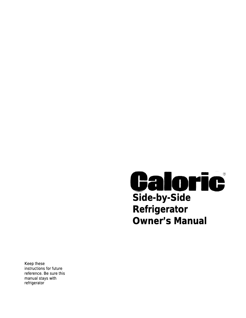 Page 1 of the manual User Manual Caloric GSGD21BW